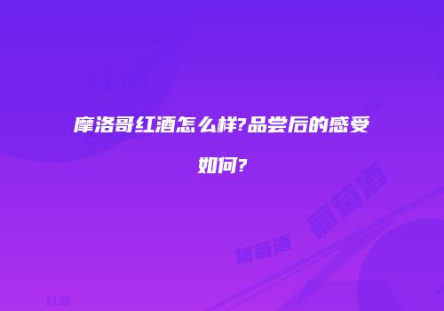 摩洛哥红酒怎么样?品尝后的感受如何?