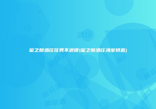 蜜之酿酒庄任务不道德(蜜之酿酒庄沸室钥匙)