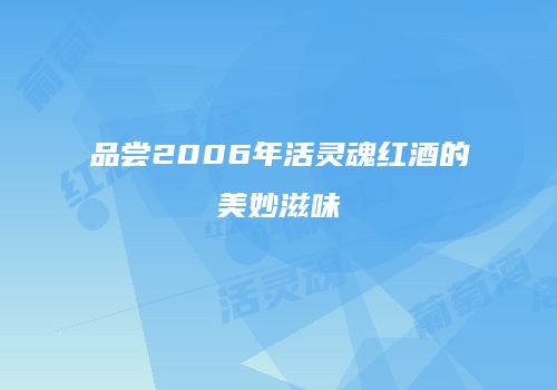 品尝2006年活灵魂红酒的美妙滋味