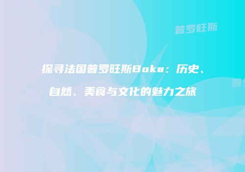 探寻法国普罗旺斯Boka：历史、自然、美食与文化的魅力之旅