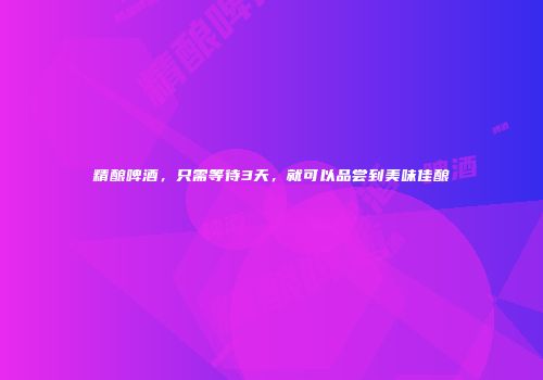 精酿啤酒，只需等待3天，就可以品尝到美味佳酿