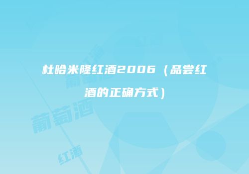 杜哈米隆红酒2006（品尝红酒的正确方式）