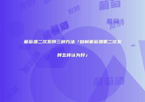 葡萄酒二次发酵三种方法「自制葡萄酒第二次发酵怎样认为好」