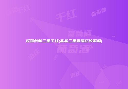 汉森特酿三星干红(品鉴三星级酒庄的美酒)
