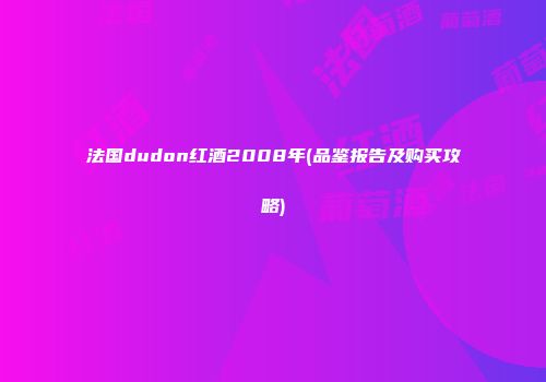 法国dudon红酒2008年(品鉴报告及购买攻略)