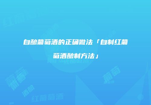 自酿葡萄酒的正确做法「自制红葡萄酒酿制方法」