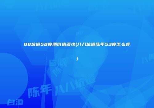 88坑道58度酒价格多少(八八坑道陈年53度怎么样)