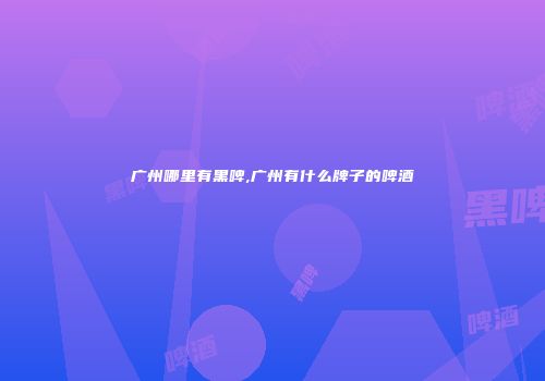 广州哪里有黑啤,广州有什么牌子的啤酒