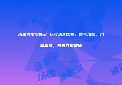 法国波尔多Bel ir红酒2015：香气浓郁，口感丰富，多场合搭配佳