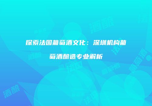 探索法国葡萄酒文化：深圳机构葡萄酒酿造专业解析