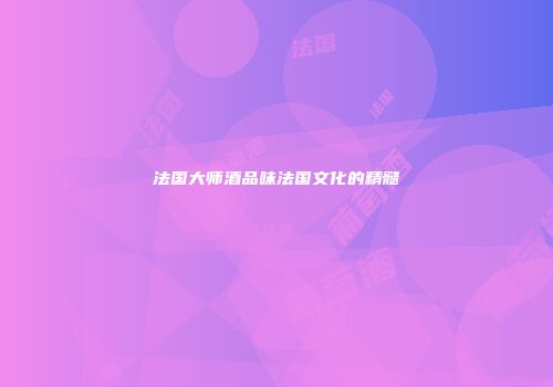 法国大师酒品味法国文化的精髓
