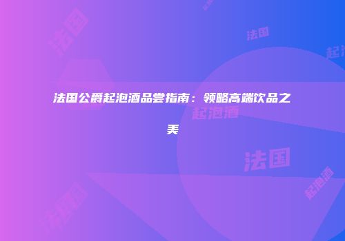 法国公爵起泡酒品尝指南：领略高端饮品之美