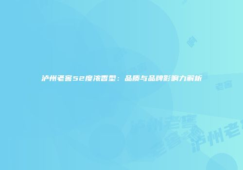 泸州老窖52度浓香型：品质与品牌影响力解析