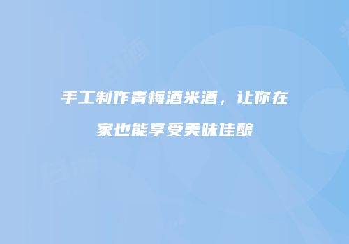 手工制作青梅酒米酒，让你在家也能享受美味佳酿