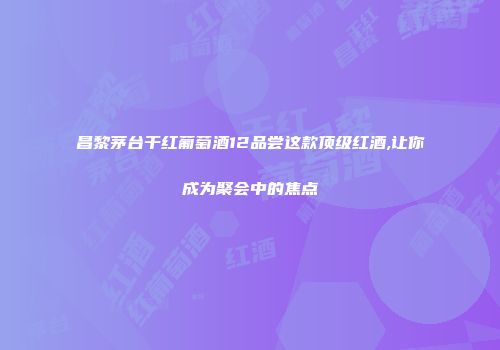 昌黎茅台干红葡萄酒12品尝这款顶级红酒,让你成为聚会中的焦点