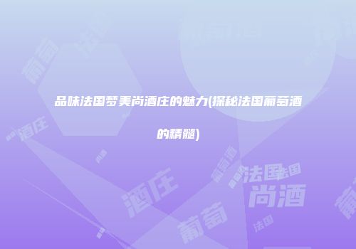 品味法国梦美尚酒庄的魅力(探秘法国葡萄酒的精髓)