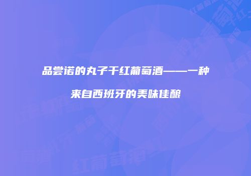 品尝诺的丸子干红葡萄酒——一种来自西班牙的美味佳酿