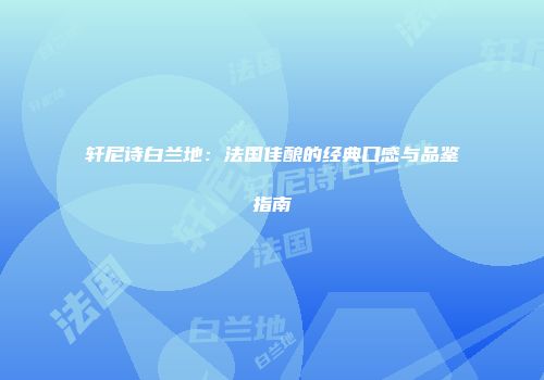 轩尼诗白兰地：法国佳酿的经典口感与品鉴指南