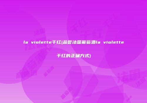 la violette干红(品尝法国葡萄酒la violette干红的正确方式)