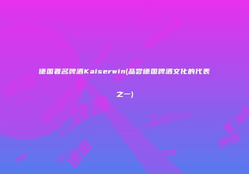 德国著名啤酒Kaiserwin(品尝德国啤酒文化的代表之一)