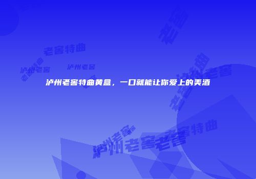泸州老窖特曲黄盒，一口就能让你爱上的美酒