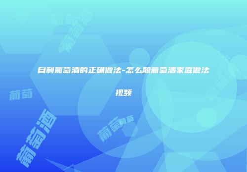 自制葡萄酒的正确做法-怎么酿葡萄酒家庭做法视频