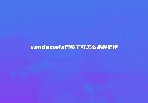 vendemmia珍藏干红怎么品尝更佳