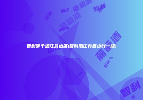 智利哪个酒庄最出名(智利酒庄有多少钱一瓶)