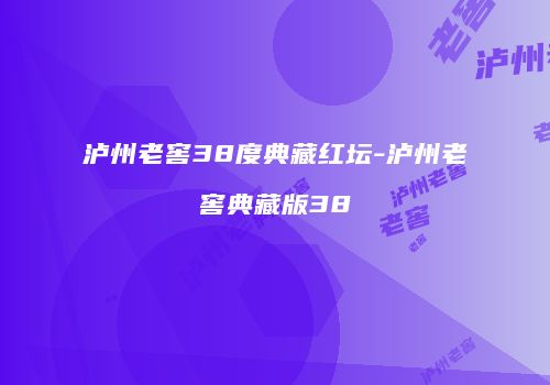 泸州老窖38度典藏红坛-泸州老窖典藏版38