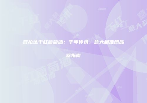 普拉达干红葡萄酒：千年传承，意大利佳酿品鉴指南