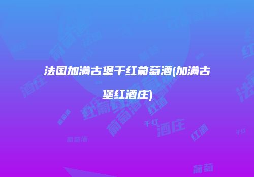 法国加满古堡干红葡萄酒(加满古堡红酒庄)
