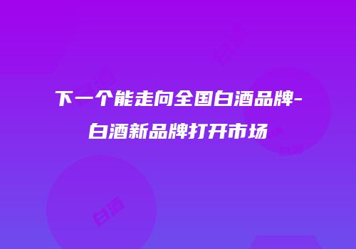 下一个能走向全国白酒品牌-白酒新品牌打开市场