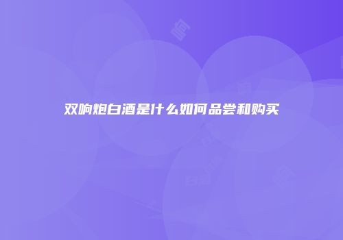 双响炮白酒是什么如何品尝和购买