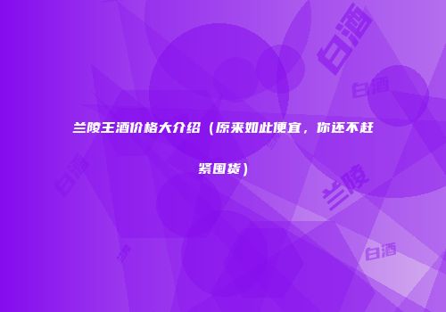 兰陵王酒价格大介绍（原来如此便宜，你还不赶紧囤货）