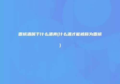 香槟酒属于什么酒类(什么酒才能被称为香槟)
