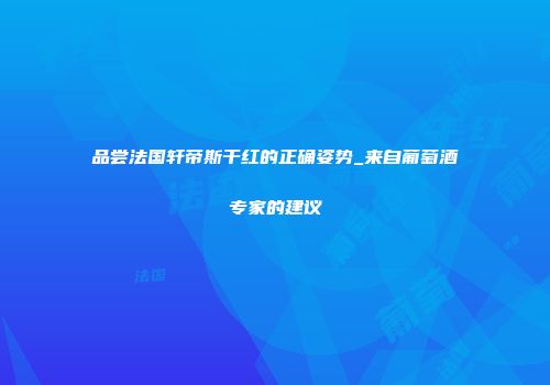 品尝法国轩帝斯干红的正确姿势_来自葡萄酒专家的建议