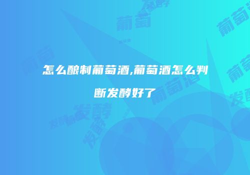 怎么酿制葡萄酒,葡萄酒怎么判断发酵好了