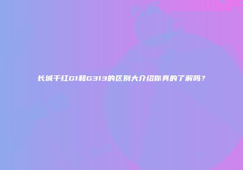 长城干红G1和G313的区别大介绍你真的了解吗？