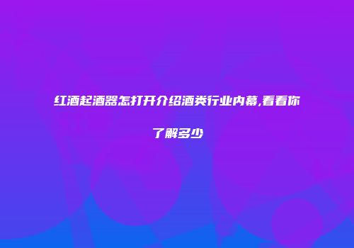 红酒起酒器怎打开介绍酒类行业内幕,看看你了解多少