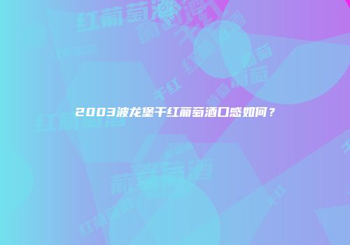 2003波龙堡干红葡萄酒口感如何？