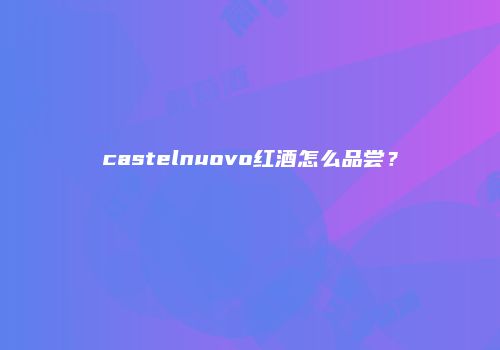 castelnuovo红酒怎么品尝？