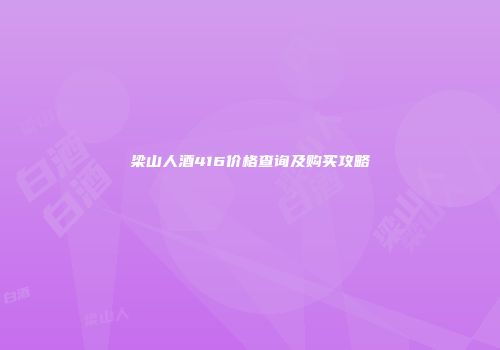 梁山人酒416价格查询及购买攻略