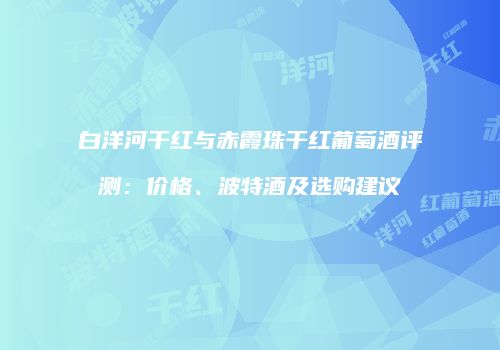 白洋河干红与赤霞珠干红葡萄酒评测：价格、波特酒及选购建议