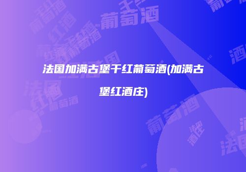 法国加满古堡干红葡萄酒(加满古堡红酒庄)