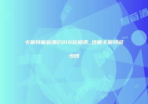 卡斯特葡萄酒2016价格表_这瓶卡斯特多少钱