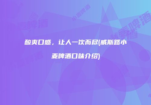 酸爽口感，让人一饮而尽(威斯路小麦啤酒口味介绍)