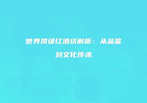 世界顶级红酒坊解析：从品鉴到文化传承