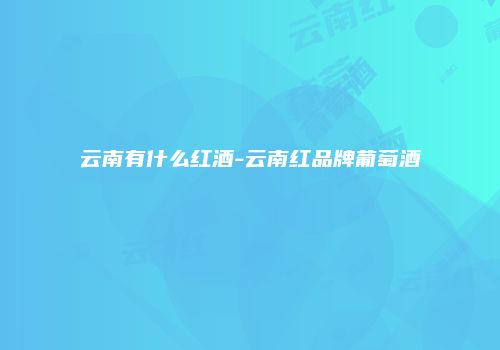 云南有什么红酒-云南红品牌葡萄酒