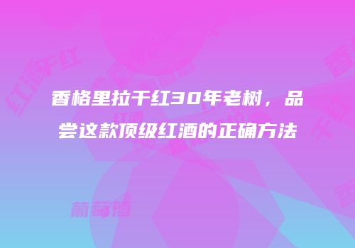 香格里拉干红30年老树，品尝这款顶级红酒的正确方法