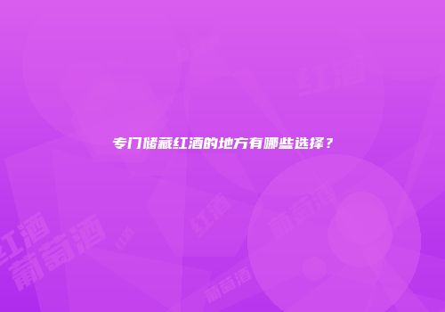 专门储藏红酒的地方有哪些选择？